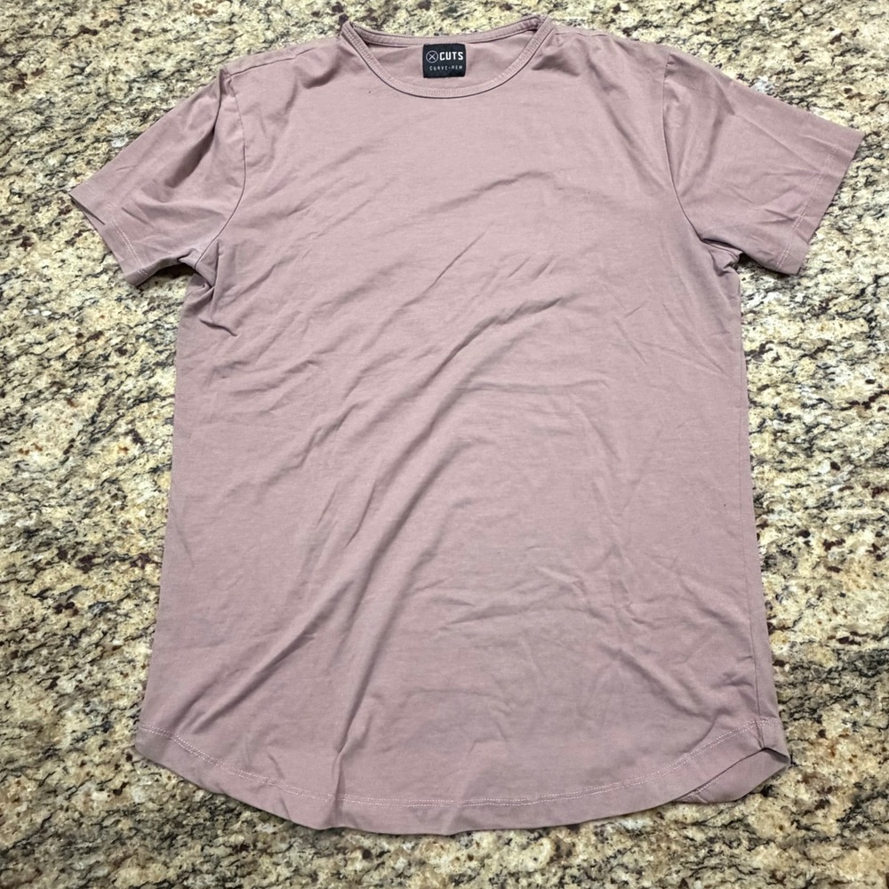 Cuts Curve-Hem Tee Mauve PYCA Pro Short Sleeve Crew Neck Shirt Mens Large ws